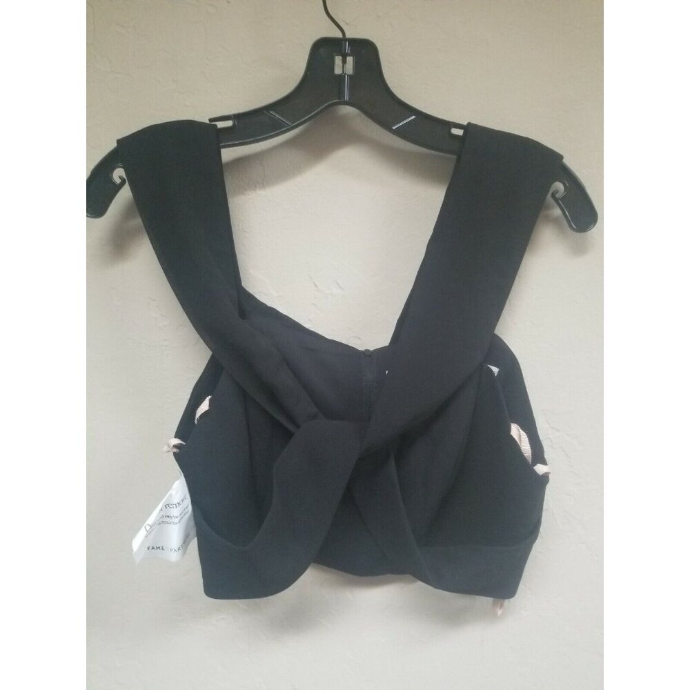 Fame and Partners Womens Crossover Front Sleeveless Crop Top Size 6 Black New